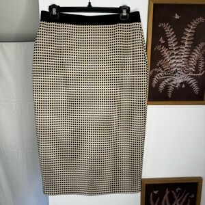 Alfani Black and Tan Woven Pattern Pencil Skirt (S)